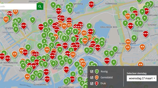 Interaktywna mapa Rotterdam wybory w Holandii 17-03-2021-Kl